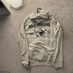 True Religion Light Gray Zip-Up Men's Sweater